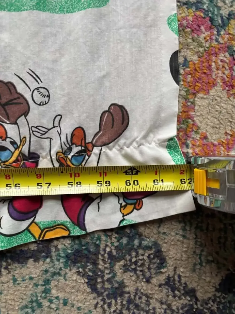 Vtg 80s Disney Mickey Mouse Friends Sports Twin Flat Sheet Pacific Fabric Craft